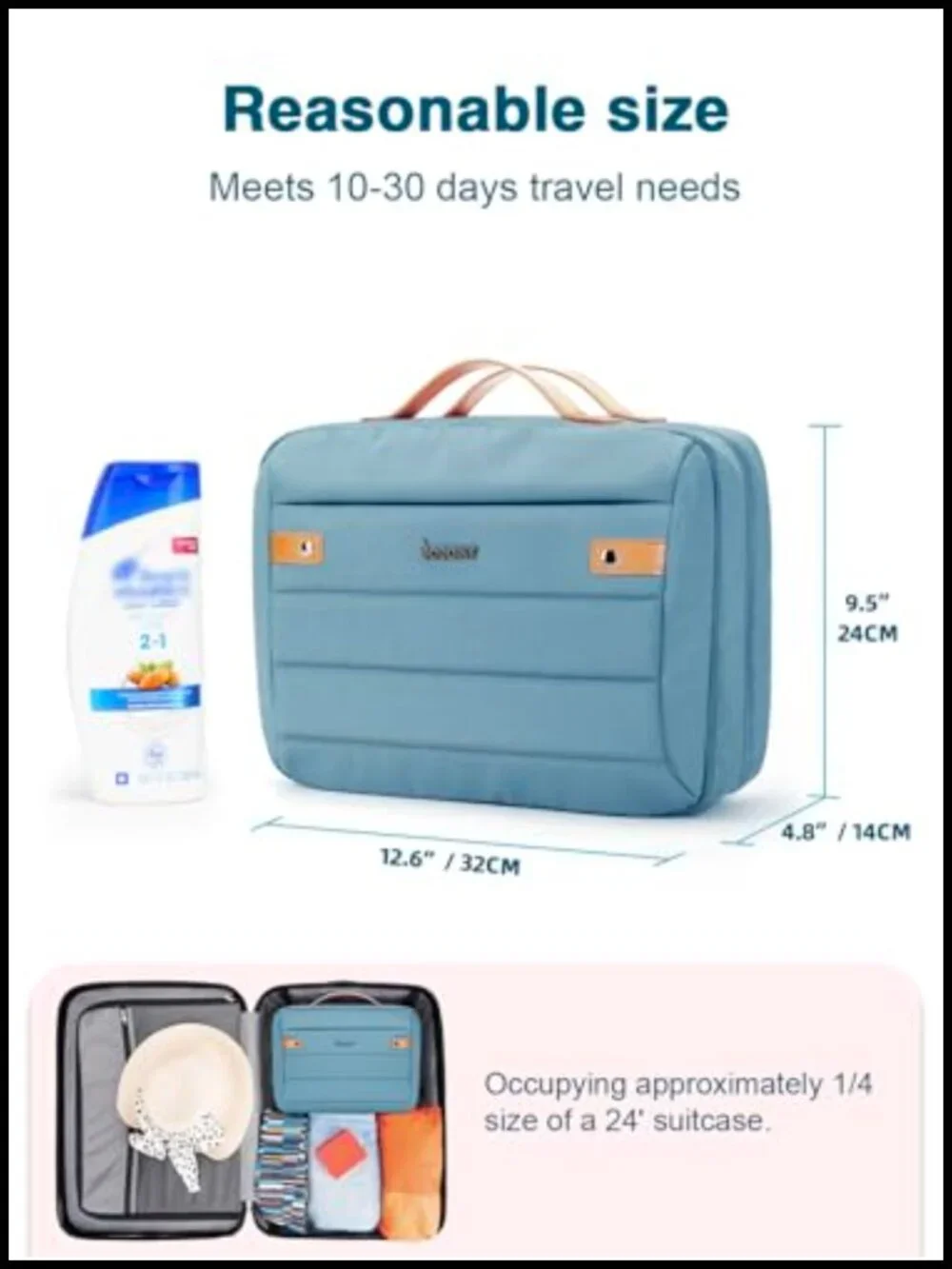 Waterproof Hanging Toiletry Bag Travel Cosmetic Organizer with Jewelry Storage,